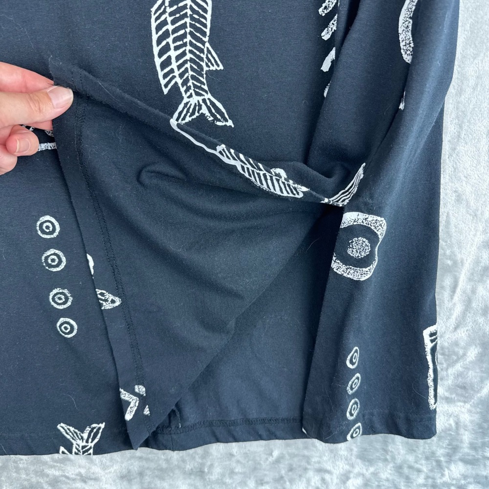 Studio G T-Shirt Dress Womens Large Black Fish Skeleton Tribal Print (x1522) - Picture 7 of 14